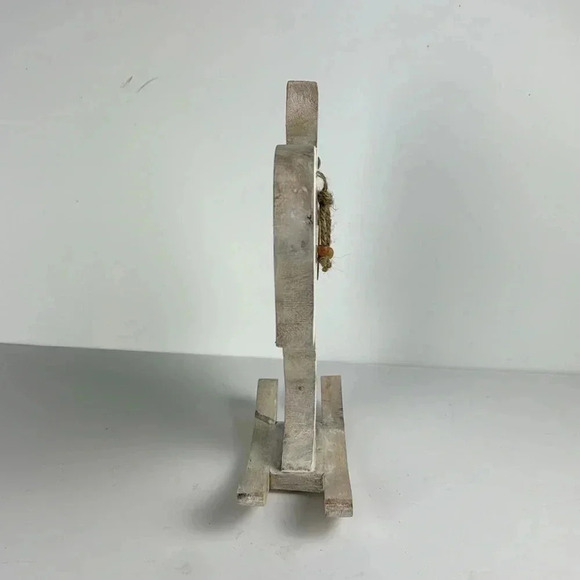 11.5”tall wooden chicken beige and white FARMHOUSE DECOR ON A ROCKING BASE - Picture 5 of 8